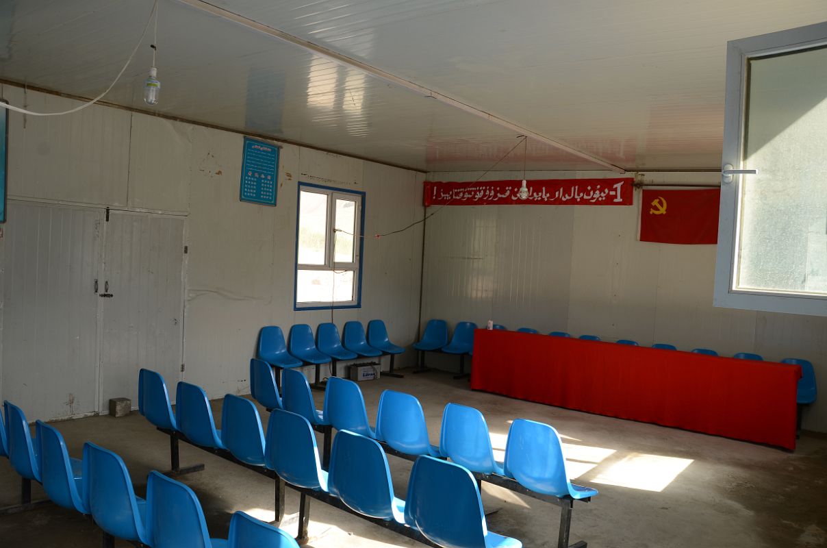 29 Blue Chairs Inside School In Yilik Village On The Way To K2 China Trek